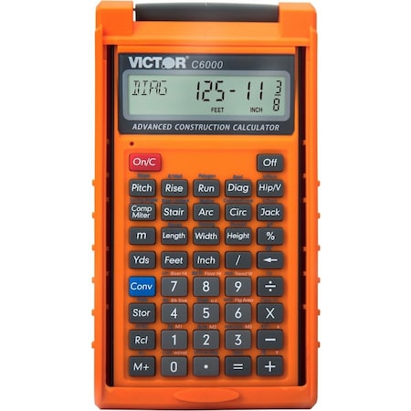 Victor Technology Calculator, f/Construction Work, 3-1/2"x4/5"x6-1/2", Orange VCTC6000